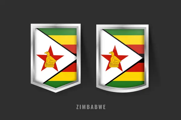 ZIMBABWE Etiket Logosunun Vektör İllüstrasyonu. ZIMBABWE Rozet İşareti Bayrak, Togo Ürün Etiketi Şablonu ile ZIMBABWE.