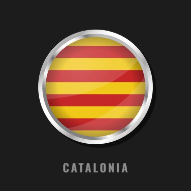 Katalonya yuvarlak çerçeveli ulusal bayrak. Katalonya 'nın dairesel parlak bayrağı.
