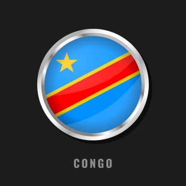 Kongo çerçeveli ulusal bayrak etrafında. Kongo 'nun dairesel parlak bayrağı