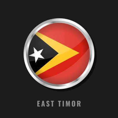 Doğu Timor yuvarlak çerçeveli ulusal bayrak. Doğu Timor 'un dairesel parlak bayrağı.