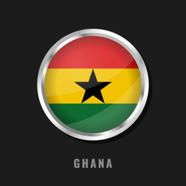 Ghana round framed national flag. Circular glossy flag of Ghana. clipart