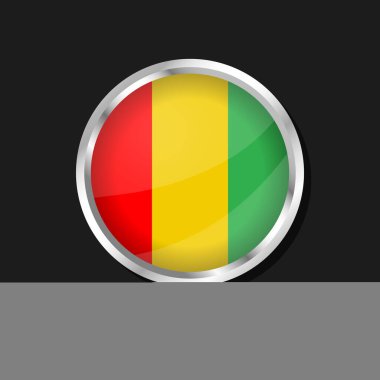 Gine yuvarlak çerçeveli ulusal bayrak. Gine 'nin dairesel parlak bayrağı.