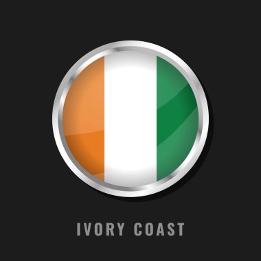 Ivory Coast round framed national flag. Circular glossy flag of Ivory Coast. clipart