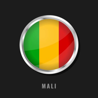 Mali round framed national flag. Circular glossy flag of Mali. clipart