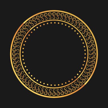 Siyah arkaplanı olan zarif dairesel süsleme vektör tasarımı.