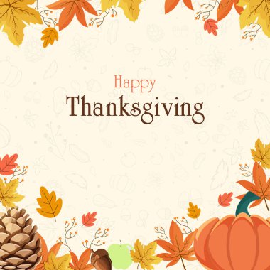 Tatlı ve parlak bir şükran günü selamı. Beyaz arkaplan ile güzel bir karşılama.