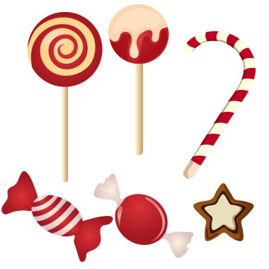 Beyaz Arkaplanda Noel Şekeri İllüstrasyonu.