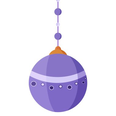 Noktalı desenli, boncuklu, modern minimal Noel dekorasyonlu mor bir Noel süsü.