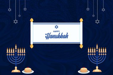 Beautiful design of Hanukkah Celebration with blue and Decorated Background. clipart