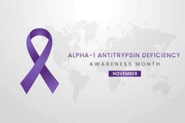 Alpha1 antitrypsin cancer awareness illustration on White background with purple color ribbon. clipart