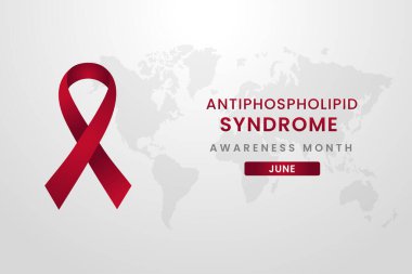 Beyaz arka planda koyu kırmızı kurdeleli antifosfolipid sendromu farkındalığı..