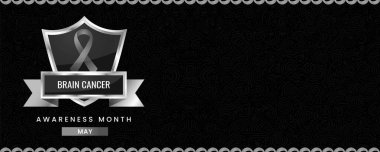 Uluslararası Beyin Kanseri Farkındalığı Ayı afişi için siyah kurdele farkındalığı grafiği
