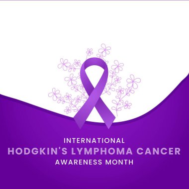 Uluslararası Hodgkin 'in Lenfomal Kanser Farkındalığı Ay pankartı için çiçek farkındalığı grafikli mor kurdele.