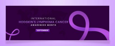 Uluslararası Hodgkin 'in Lenfoma Kanser Farkındalığı Ayı Afişi için mor kurdele farkındalığı grafiği.