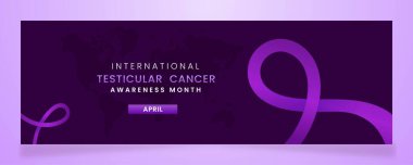 Uluslararası Testis Kanseri Farkındalığı Ay pankartı için mor kurdele farkındalığı grafiği.