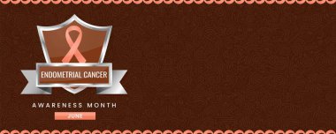 Uluslararası Endometriyal Kanser Farkındalığı Ay pankartı için Şeftali Kurdelesi farkındalığı grafiği.