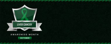 Uluslararası Karaciğer Kanseri Farkındalığı Ay pankartı için yeşil kurdele farkındalığı grafiği.