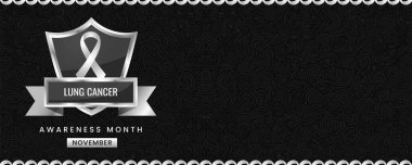 Uluslararası Akciğer Kanseri Farkındalığı Ayı afişi için beyaz kurdele farkındalığı grafiği.