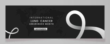 White ribbon awareness graphic for International Lung Cancer Awareness Month banner. clipart