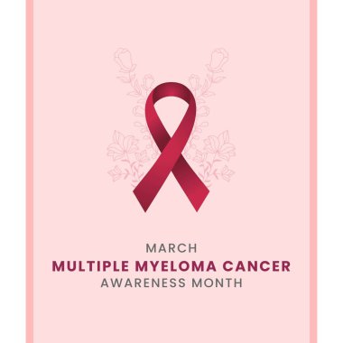 Burgundy with flower and white background awareness graphic for International Multiple Myeloma Cancer Awareness Month. clipart