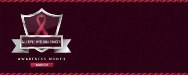Burgundy kurdele farkındalığı grafiği Uluslararası Çoklu Myeloma Kanser Farkındalığı Ayı afişi.
