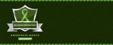 Uluslararası Non Hodgkin Lenfoma Kanser Bilinci Ayı Afişi için Yeşil Kurdele Farkındalığı Grafiği.