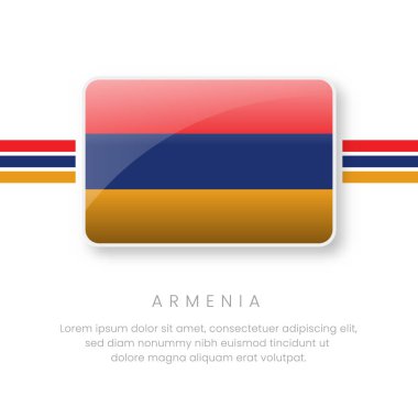 Ulusal Ermenistan Bayrağı. Vektör Ermenistan Düğme Bayrağı. Gerçekçi Ulusal Bayrak Tasarımı ve Vektör Şablonu.
