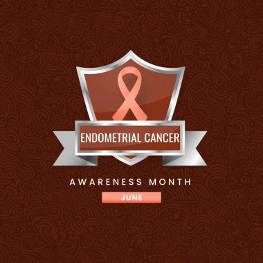 Uluslararası Kanser Farkındalığı Ayı 'nın sembolü olan şeftali kurdelesi çiçek arkaplanlı gümüş bir kalkanda sergileniyor..