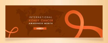 Orange ribbon awareness graphic for International Kidney Cancer Awareness Month banner. clipart