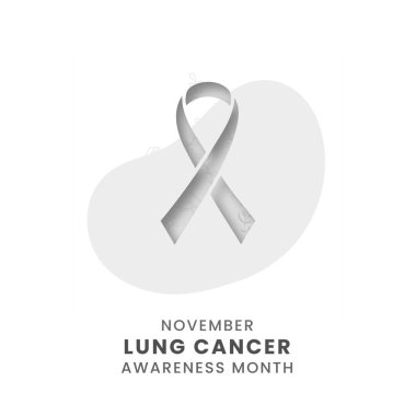 Uluslararası Akciğer Kanseri Farkındalığı Ayı afişi için çiçek farkındalığı grafikli beyaz kurdele.