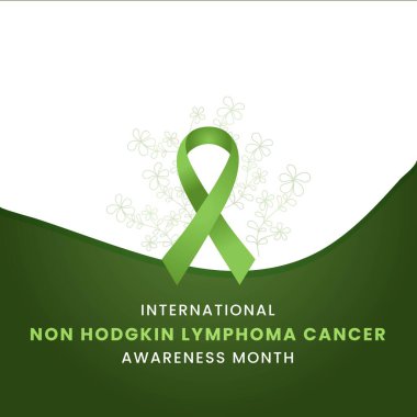 Uluslararası Çoklu Non Hodgkin Lenfoma Kanser Bilinci Ayı Afişi için çiçek farkındalığı grafikli yeşil kurdele.