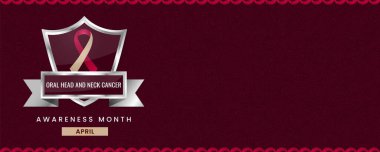 Burgonya ve bej rengi kurdele, Uluslararası Oral Başı ve Boyun Kanseri Farkındalığı Ayı afişi için farkındalık grafiği.