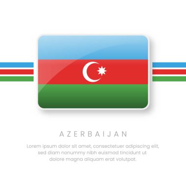 Ulusal Azerbaycan Bayrağı. Vektör Azerbaycan Düğme Bayrağı. Gerçekçi Ulusal Bayrak Tasarımı ve Vektör Şablonu.