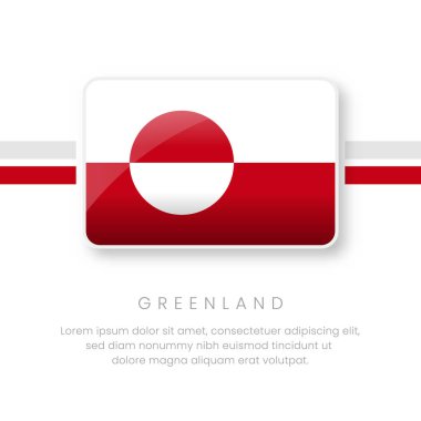 Ulusal Grönland Bayrağı. Vektör Grönland Düğme Bayrağı. Gerçekçi Ulusal Bayrak Tasarımı ve Vektör Şablonu