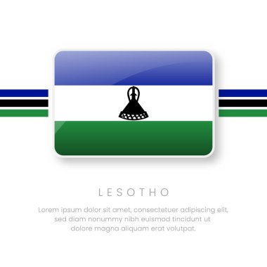 Ulusal Lesotho Bayrağı. Vektör Lesotho Düğme Bayrağı. Gerçekçi Ulusal Bayrak Tasarımı ve Vektör Şablonu.