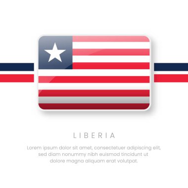 Ulusal Liberya Bayrağı. Vektör Liberya Düğme Bayrağı. Gerçekçi Ulusal Bayrak Tasarımı ve Vektör Şablonu.