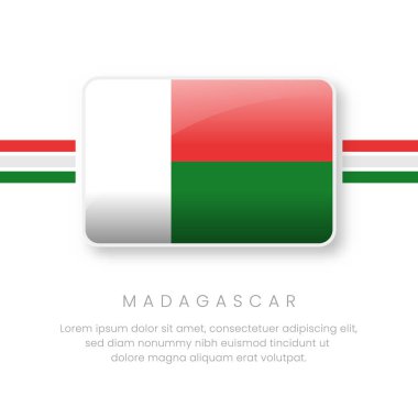 Madagaskar Ulusal Bayrağı. Madagaskar Vektör Düğme Bayrağı. Gerçekçi Ulusal Bayrak Tasarımı ve Vektör Şablonu.
