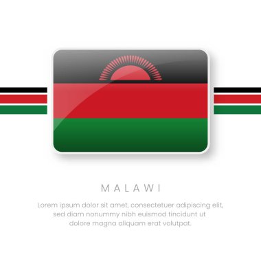 Ulusal Malavi Bayrağı. Vektör Malawi Düğme Bayrağı. Gerçekçi Ulusal Bayrak Tasarımı ve Vektör Şablonu.
