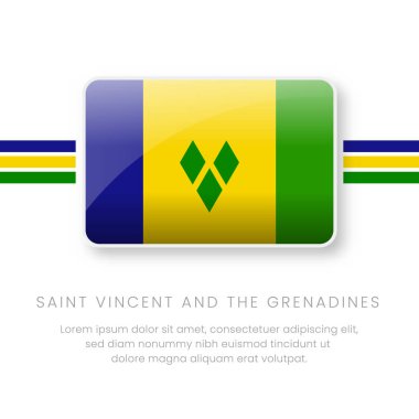 National Saint Vincent ve Grenadines Flag.Vector Saint Vincent ve Grenadine Button Flag. Gerçekçi Ulusal Bayrak Tasarımı ve Vektör Şablonu.