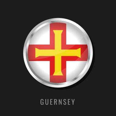 Guernsey yuvarlak çerçeveli ulusal bayrak. Guernsey 'in dairesel parlak bayrağı.