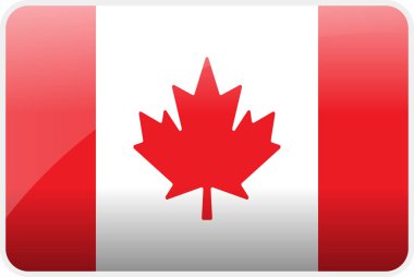 Kanada Ülkesi Bayrak Simgesi, Ulusal Vektör Bayrağı İkonik Sembolü ve Kanada Bayrağı Renkleri.