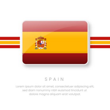 Ulusal İspanya Bayrağı. Vektör İspanya Bayrağı. Gerçekçi Ulusal Bayrak Tasarımı ve Vektör Şablonu.