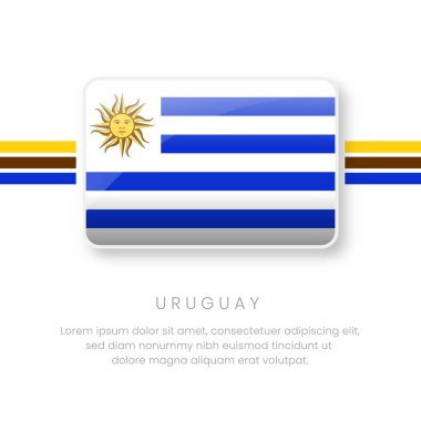 Ulusal Uruguay Bayrağı. Vektör Uruguay Düğme Bayrağı. Gerçekçi Ulusal Bayrak Tasarımı ve Vektör Şablonu.