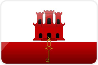 Gibraltar Ülkesinin Bayrak Simgesi, Ulusal Vekil Bayrağı İkonik Sembol ve Cebelitarık Bayrağı Renkleri.