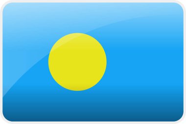 Palau Ülkesinin Bayrak Simgesi, Ulusal Vektör Bayrağı İkonik Sembol ve Palau bayrağının Renkleri.