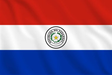 3d görüntü dalgalı Paraguay Ülkesi Ulusal Bayrağı.