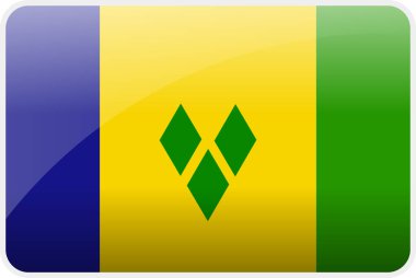 Saint Vincent 'ın Bayrak Simgesi ve Grenadines Ülkesi, Ulusal Vekil Bayrağı İkonik Sembol ve Renkleri ve Grenadinler Bayrağı.