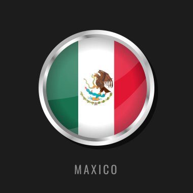 Meksika milli bayrak çerçeveli. Meksika 'nın dairesel parlak bayrağı.