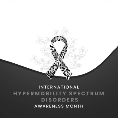 Hypermobility Spectrum Disorder awareness month background design with Zebra Colored Black and White ribbon.