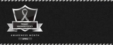 Birincil Bağışıklık Yetmezliği Kanser Farkındalığı Ayı afişi, Zebra Renkli kurdele, kalkan ve metin için yer. Bayrak ya da Başlık için Tasarım.